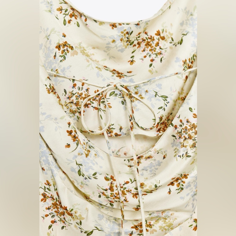 ๐(NWT) ZARA Bloggers Fav ZW Collection Printed Floral Satin Dress. Size XL. - Picture 7 of 14